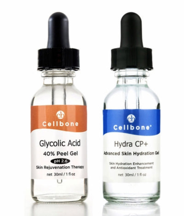 A bottle of Glycolic 40 Peel and Hydra CP+ 30ml