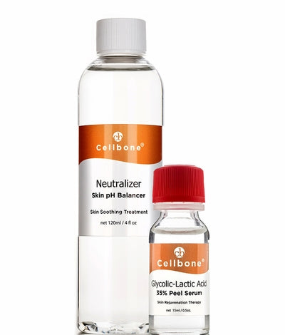 A bottle of Neutralizer GL35 Peel and Glycolic Lactic Acid 35% Peel Serum